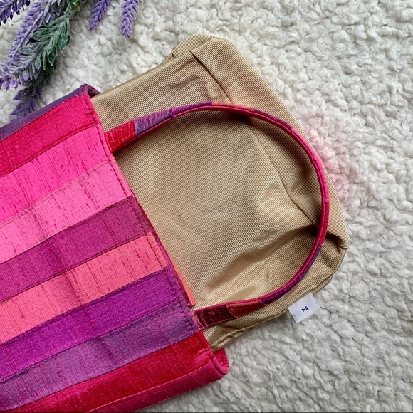 Kate Spade 90s Shantung Top Handle Pink Silk Evening Designer Tote Purse Barbie - Picture 9 of 16